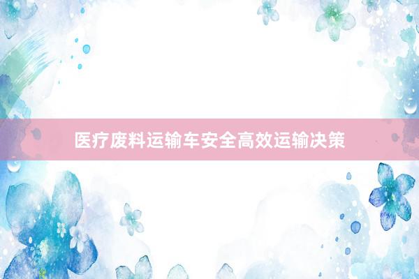 医疗废料运输车安全高效运输决策